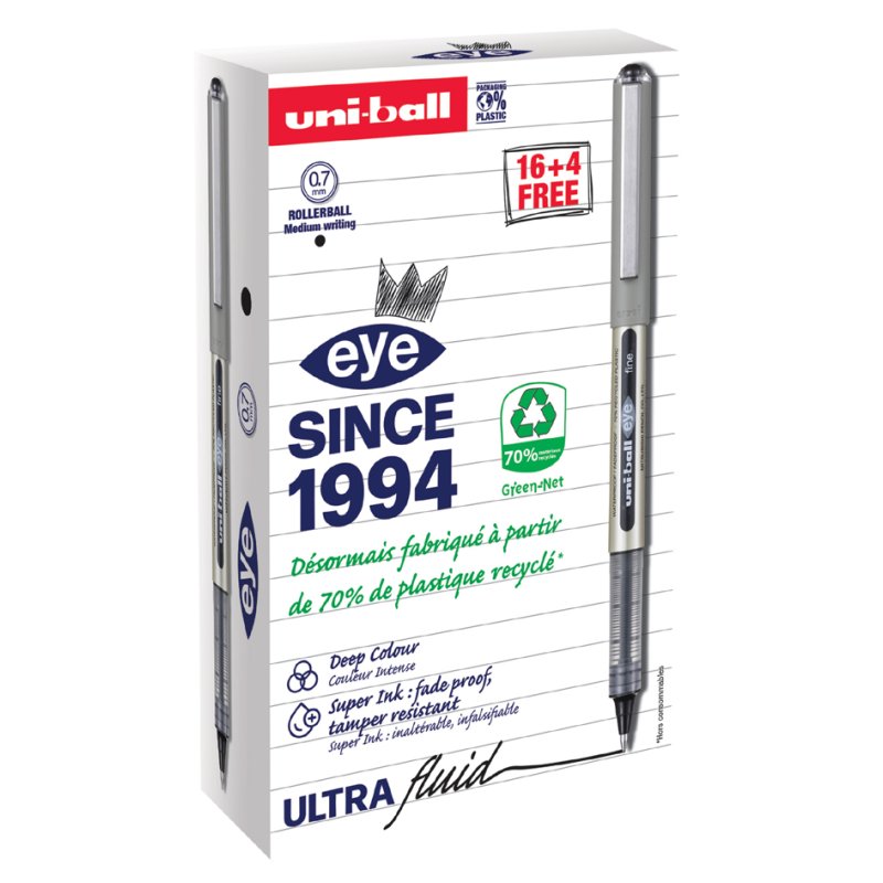 uni-ball eye fine UB157E rollerpen, rood, 0,5 mm, 20 stuks